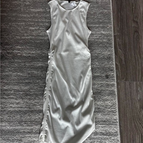 Divided Dresses & Skirts - Divided White Midi Dress with Ruched Side
